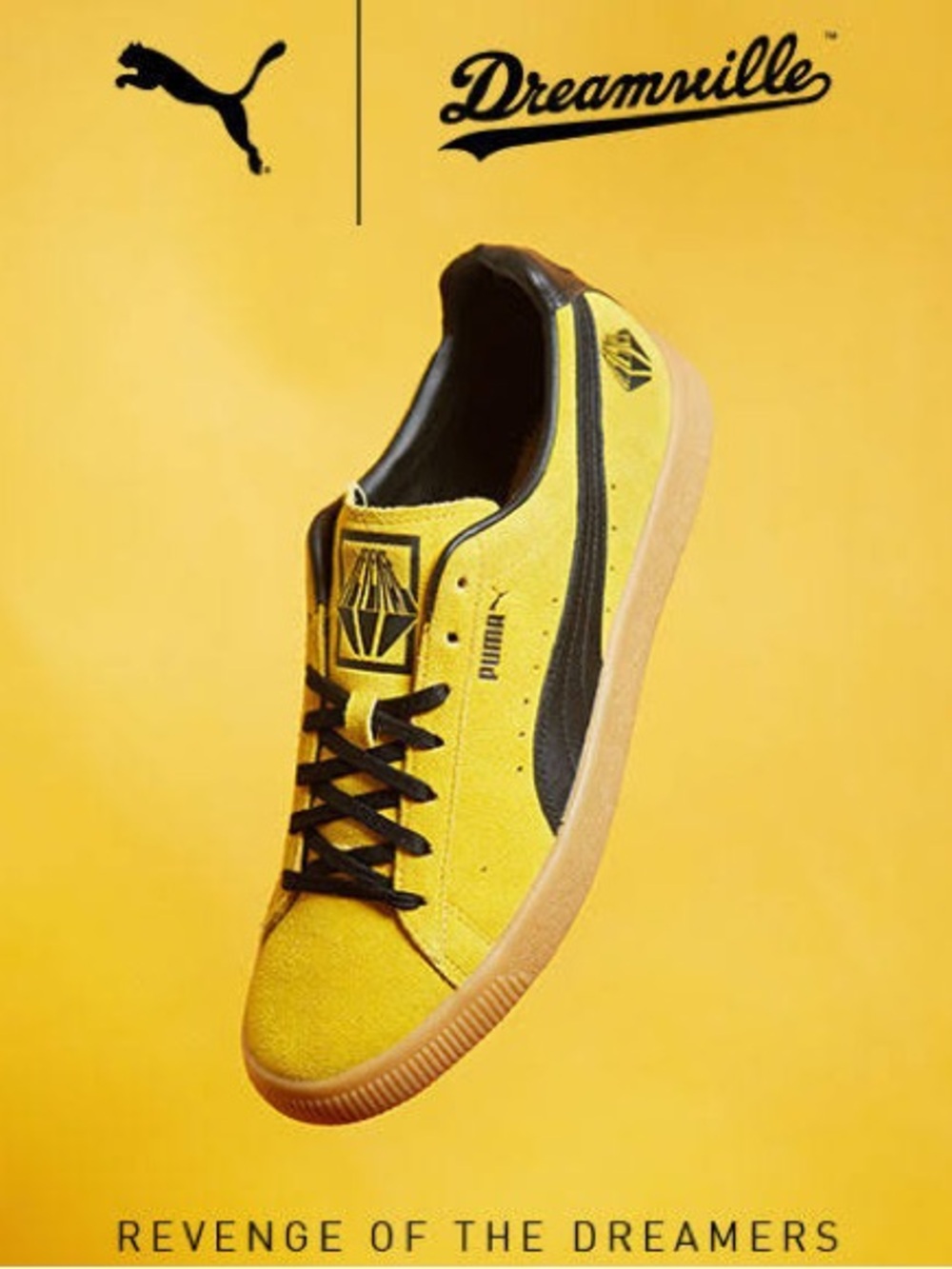 Puma Dreamville Suede Sneaker in Yellow and Black